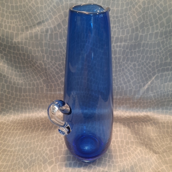 Gorgeous Vintage Hand Blown Glass Cobalt Blue Decorative Pitcher ~ Japan - Picture 3 of 9